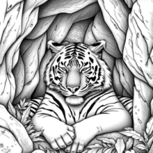 Tiger in His Den - coloring page